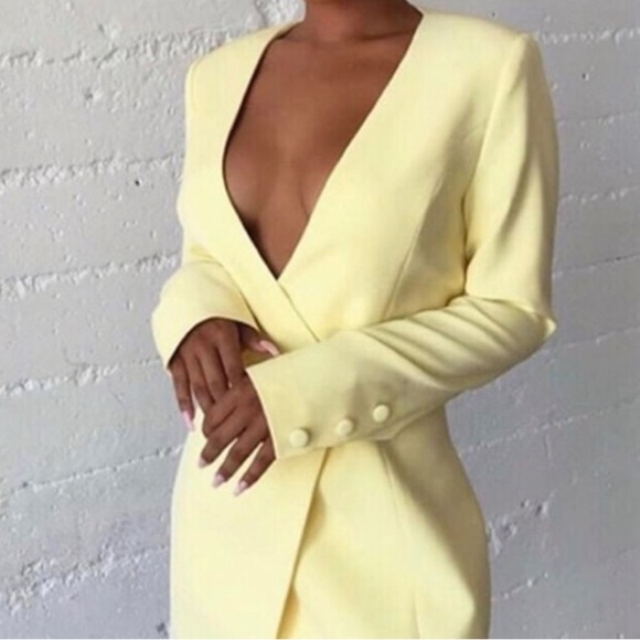 Meshki Elegant Yellow Blazer Dress - Picture 4 of 5